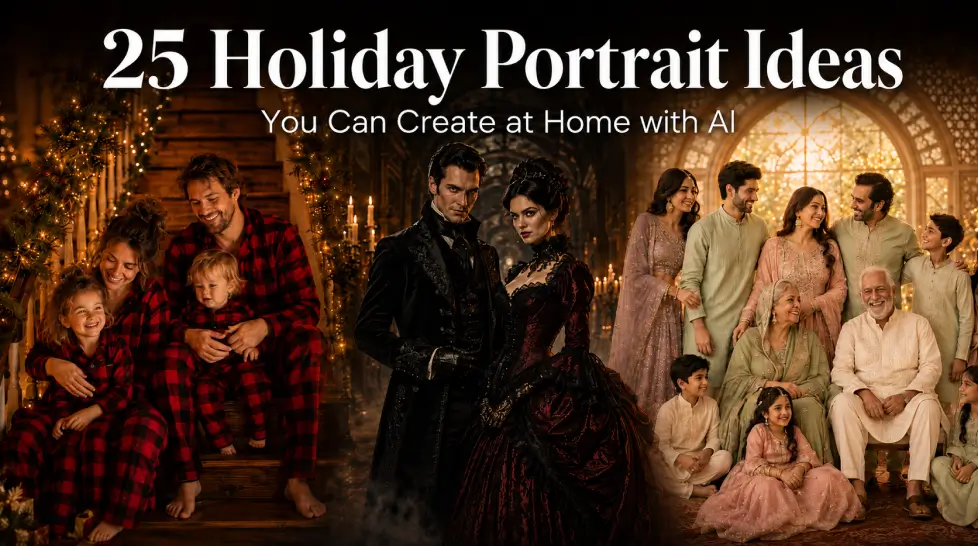 25 Holiday Portrait Ideas You Can Create at Home with AI